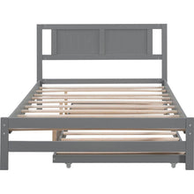 Carregar imagem no visualizador da galeria, Full Size Platform Bed with Adjustable Trundle, Gray