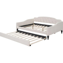 Carregar imagem no visualizador da galeria, Full Size Upholstered Tufted Daybed with Twin Size Trundle, Beige