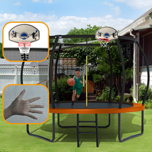 Load image into Gallery viewer, 10FT Recreational Trampoline with Enclosure for Kids Adults, ASTM Approved, Outdoor Trampoline with Wind Stakes and Ladder for Kids Apex Series, 10 FOOT Trampoline