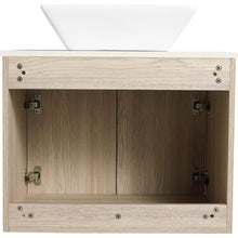 Carregar imagem no visualizador da galeria, 24" Modern Design Float Bathroom Vanity With Ceramic Basin Set, Wall Mounted White Oak Vanity With Soft Close Door, KD-PackingD-Packing Pieces