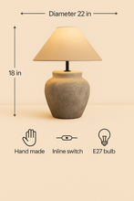 Carregar imagem no visualizador da galeria, Nogy Wabi-Sabi Ceramic Table Lamp – Rustic Stone Texture with Linen Shade
