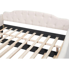 Carregar imagem no visualizador da galeria, Full Size Upholstered Tufted Daybed with Twin Size Trundle, Beige
