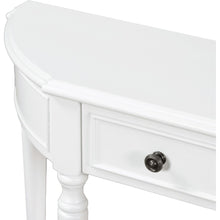 Load image into Gallery viewer, Retro Circular Curved Design Console Table with Open Style Shelf Solid Wooden Frame and Legs Two Top Drawers (White
