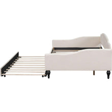 Carregar imagem no visualizador da galeria, Full Size Upholstered Tufted Daybed with Twin Size Trundle, Beige