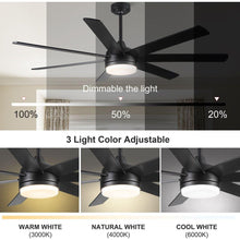 Carregar imagem no visualizador da galeria, 72 In Farmhouse Ceiling Fan with Plywood Blades for Dining Room