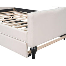 Carregar imagem no visualizador da galeria, Full Size Upholstered Tufted Daybed with Twin Size Trundle, Beige