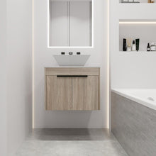 Carregar imagem no visualizador da galeria, 24" Modern Design Float Bathroom Vanity With Ceramic Basin Set, Wall Mounted White Oak Vanity With Soft Close Door, KD-PackingD-Packing Pieces