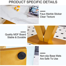 Carregar imagem no visualizador da galeria, Modern minimalist coffee table. Tempered glass with stickers tabletop,golden MDF pillars. Suitable for living room and dining room