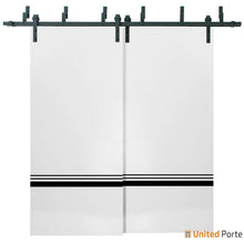 Cargar imagen en el visor de la galería, Planum 0012 White Silk Double Barn Door and Black Bypass Rail
