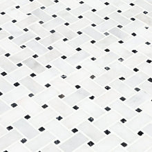 Cargar imagen en el visor de la galería, Carrara White-Toros Black Basketweave Mosaic Floor and Wall Tile - Livfloors Collection