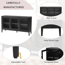 Load image into Gallery viewer, Wood Storage Cabinet with Three tempered glass doors and Adjustable Shelf,Suitable for living room, study and entrance