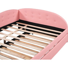 Carregar imagem no visualizador da galeria, Full Size PU Upholstered Tufted Daybed with Trundle and Cloud Shaped Guardrail, Pink