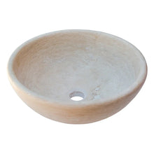 Load image into Gallery viewer, Beige Travertine Natural Stone Above Vanity Vessel Sink Honed and Filled (D)16" (H)6"