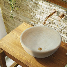 Load image into Gallery viewer, Beige Travertine Natural Stone Above Vanity Vessel Sink Honed and Filled (D)16" (H)6"