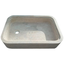 Load image into Gallery viewer, Beige Travertine Rectangular Wall-mount Bathroom Sink Hidden Drain (W)16" (L)24" (H)5"