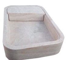 Load image into Gallery viewer, Beige Travertine Rectangular Wall-mount Bathroom Sink Hidden Drain (W)16" (L)24" (H)5"