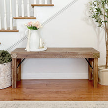 Carregar imagem no visualizador da galeria, Vintage-Inspired Reclaimed Wood Folding Bench