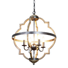 Load image into Gallery viewer, Bennington 4-Light Brown Wood Chandelier
