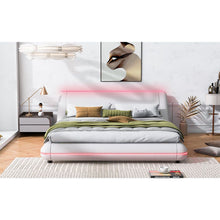 Carregar imagem no visualizador da galeria, Full Size Upholstery Platform Bed Frame with Sloped Headboard, White