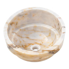 Load image into Gallery viewer, Bianco Giallo Marble Hair Salon Above Vanity Vessel Sink Bowl Polished (D)16" (H)9"