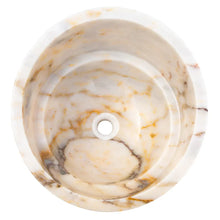 Load image into Gallery viewer, Bianco Giallo Marble Hair Salon Above Vanity Vessel Sink Bowl Polished (D)16" (H)9"