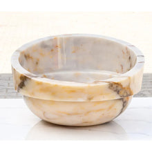 Load image into Gallery viewer, Bianco Giallo Marble Hair Salon Above Vanity Vessel Sink Bowl Polished (D)16" (H)9"