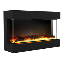 Load image into Gallery viewer, Black Recessed or Wall-Mount Electric 3-Color Flame with LED Light Fireplace