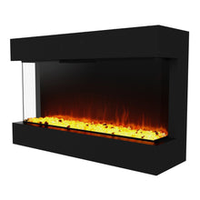 Load image into Gallery viewer, Black Recessed or Wall-Mount Electric 3-Color Flame with LED Light Fireplace