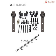 Cargar imagen en el visor de la galería, Lucia 2552 Matte White Double Barn Door with Frosted Glass | Black Rail