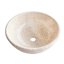 Load image into Gallery viewer, Botticino Marble Mosaic Natural Stone Round Above Vanity Vessel Sink Semi-polished (D)16" (H)6"