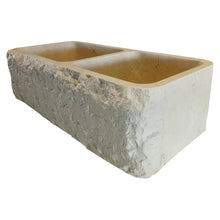 Load image into Gallery viewer, Botticino Beige Marble Farmhouse Apron Kitchen Double Sink (W)16" (L)32" (H)10"