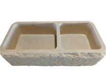 Load image into Gallery viewer, Botticino Beige Marble Farmhouse Apron Kitchen Double Sink (W)16" (L)32" (H)10"