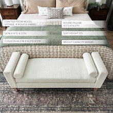 Carregar imagem no visualizador da galeria, 56 Inch Modern Boucle Accent Bench with Round Pillows