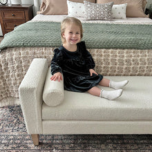 Carregar imagem no visualizador da galeria, 56 Inch Modern Boucle Accent Bench with Round Pillows