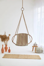 Load image into Gallery viewer, Boves Rast Blue Round Hanging Chair Teak Frame