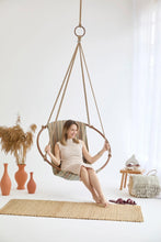 Load image into Gallery viewer, Boves Rast Blue Round Hanging Chair Teak Frame