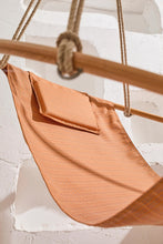 Load image into Gallery viewer, Bresse Rast Blue Round Hanging Chair Teak Frame