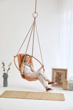 Load image into Gallery viewer, Bresse Rast Blue Round Hanging Chair Teak Frame