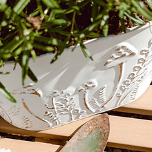 Carregar imagem no visualizador da galeria, Rustic Cream Mushroom Embossed Metal Buckets, Set of Two