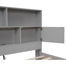 Carregar imagem no visualizador da galeria, Full Size Platform Bed with Storage Headboard, Charging Station and 4 Drawers, Gray