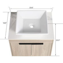 Carregar imagem no visualizador da galeria, 24" Modern Design Float Bathroom Vanity With Ceramic Basin Set, Wall Mounted White Oak Vanity With Soft Close Door, KD-PackingD-Packing Pieces