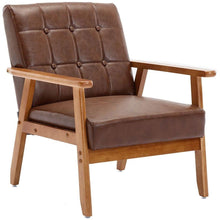 Carregar imagem no visualizador da galeria, Accent Chairs Set of 2 with Side Table, Mid Century Modern Accent Chair, Wood and Fabric Armchairs Side Chair, Lounge Reading Comfy Arm Chair for Living Room, Bedroom, Office