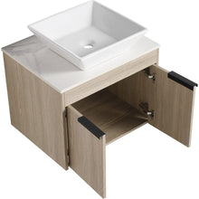 Carregar imagem no visualizador da galeria, 24" Modern Design Float Bathroom Vanity With Ceramic Basin Set, Wall Mounted White Oak Vanity With Soft Close Door, KD-PackingD-Packing Pieces