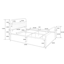 Carregar imagem no visualizador da galeria, 86.4" L X 59.6" W X 44" H Metal Bed Frame Queen Size Standerd Bed Frame - WHITE