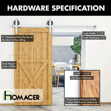 Load image into Gallery viewer, Non-Bypass Sliding Barn Door Hardware Kit - Spoke Wheel Design Roller - Silver Finish