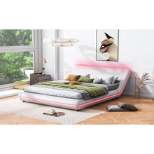 Carregar imagem no visualizador da galeria, Full Size Upholstery Platform Bed Frame with Sloped Headboard, White