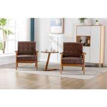 Carregar imagem no visualizador da galeria, Accent Chairs Set of 2 with Side Table, Mid Century Modern Accent Chair, Wood and Fabric Armchairs Side Chair, Lounge Reading Comfy Arm Chair for Living Room, Bedroom, Office