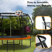 Load image into Gallery viewer, 10FT Recreational Trampoline with Enclosure for Kids Adults, ASTM Approved, Outdoor Trampoline with Wind Stakes and Ladder for Kids Apex Series, 10 FOOT Trampoline