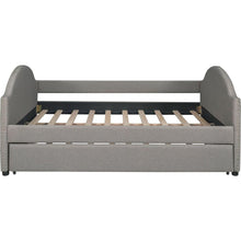 Carregar imagem no visualizador da galeria, Full size Upholstered Daybed with Twin Size Trundle, Wood Slat Support, Gray(OLD SKU :LP000118AAE)