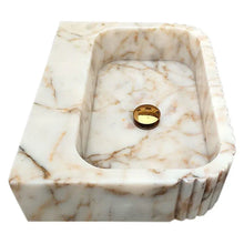Carregar imagem no visualizador da galeria, Calacatta Gold Marble Wall-mount Bathroom Vanity Sink Fluted (W)16" (L)20" (H)6"